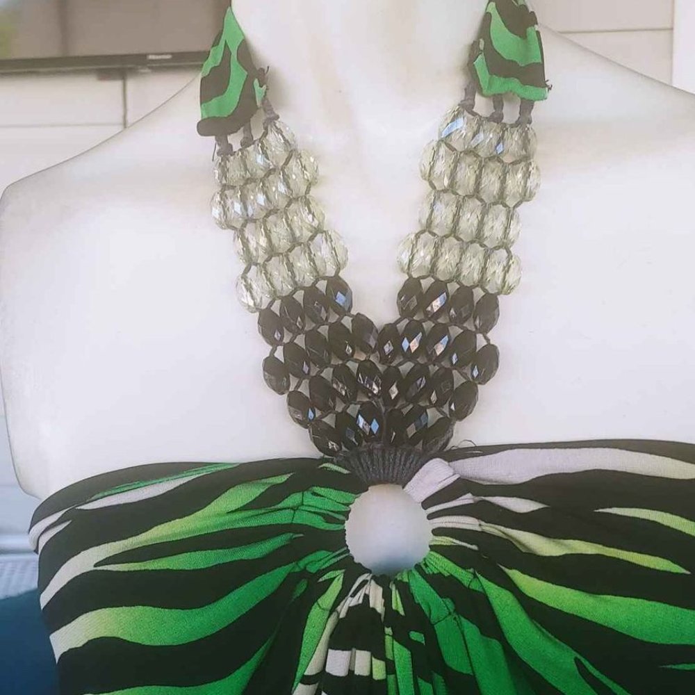 LEOPARD GREEN MAXI WITH DETAILED STONES - Picture 3 of 3